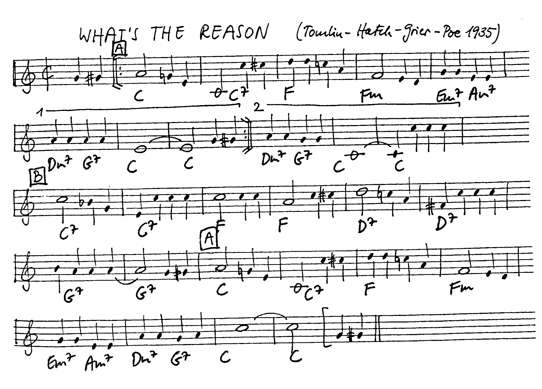 what's the reason free jazz leadsheet - Courtesy of the Jungle Jazz Band